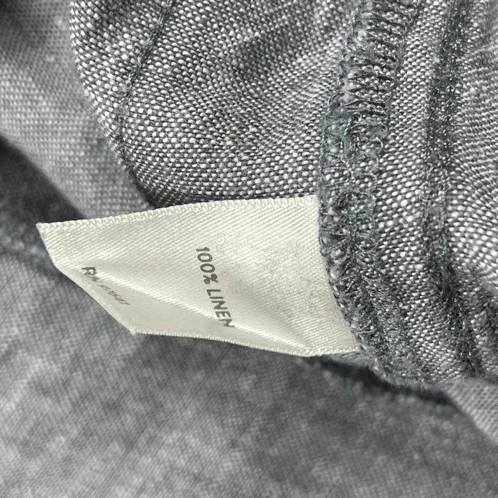 Pure Jill‎ Linen Pants Women Large Petite Chambray Elastic Waist Straight